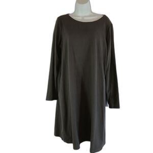 Eileen Fisher dress scoop neck sheath organic cotton sz L comfort office mature